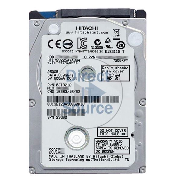 Hitachi 0J13212 - 250GB 7.2K SATA 3.0Gbps 2.5Inch 16MB Cache Hard Drive