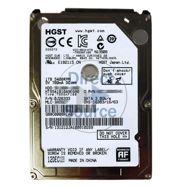 Hitachi 0J26333 - 1TB 5.4K SATA 6.0Gbps 2.5Inch 8MB Cache Hard Drive