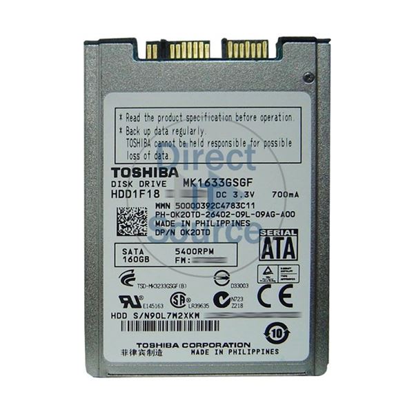 Toshiba HDD1F18 - 160GB 5.4K SATA 1.8