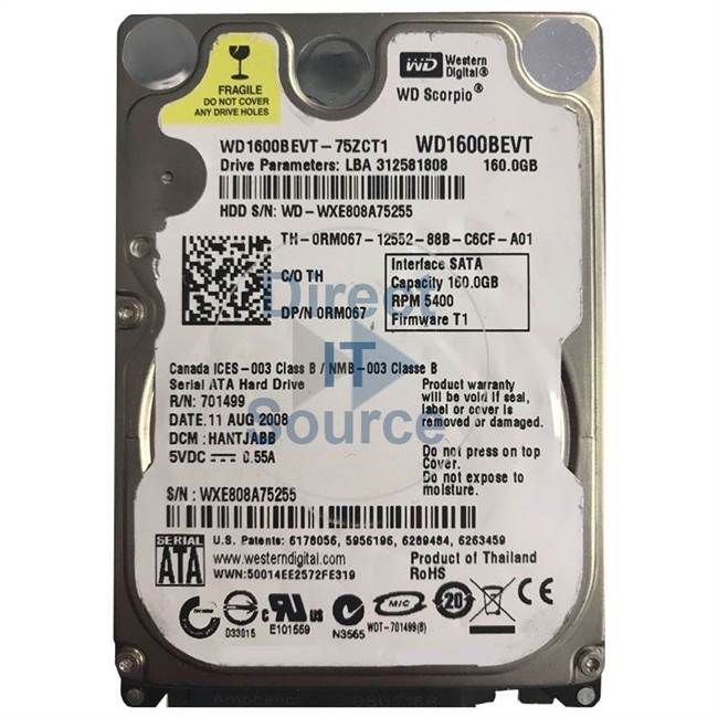 WD WD1600BEVT-75ZCT1 - 160GB 5.4K SATA 2.5