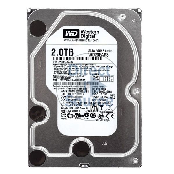 WD WD20EARS-00U0AB0 - 2TB IntelliPower SATA 3.0Gbps 3.5