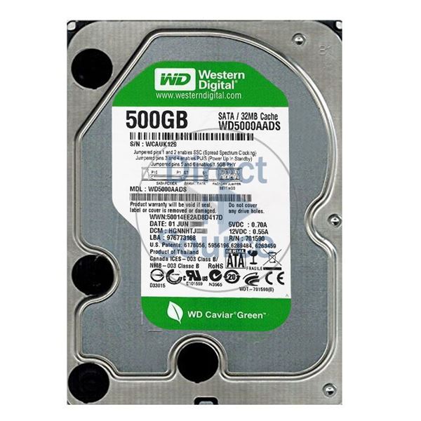 WD WD5000AADS - 500GB IntelliPower SATA 3.0Gbps 3.5