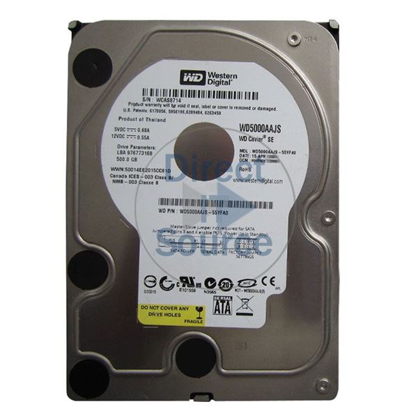 WD WD5000AAJS-55YFA0 - 500GB 7.2K SATA 3.0Gbps 3.5